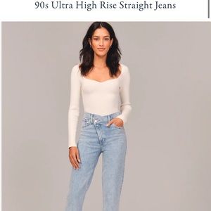 Abercrombie and Fitch Curve Love 90s Straight Cross-Over High-rise Jeans